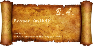Broser Anikó névjegykártya